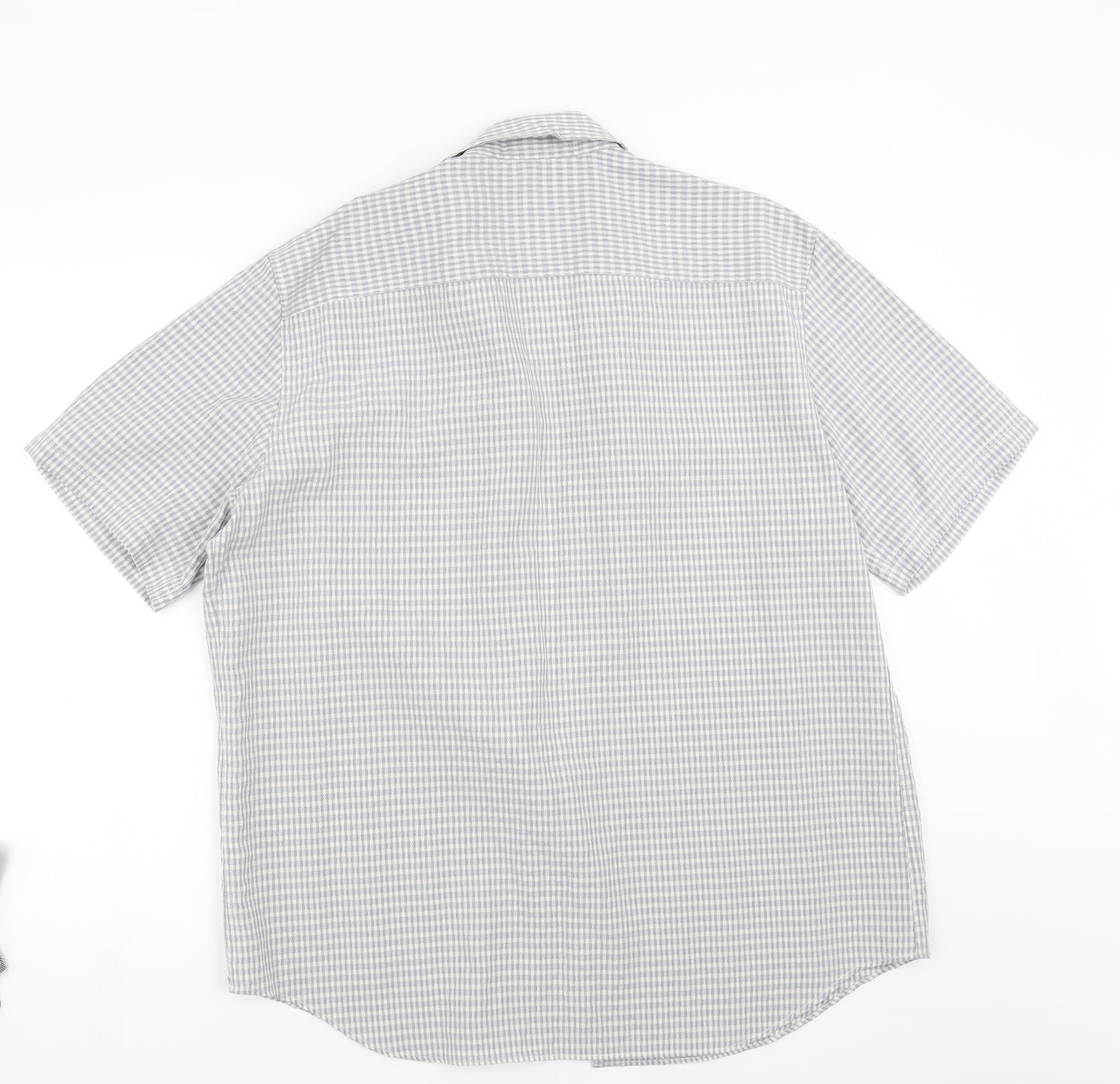 Marks and Spencer Mens Grey Check   Button-Up Size L  - easy care