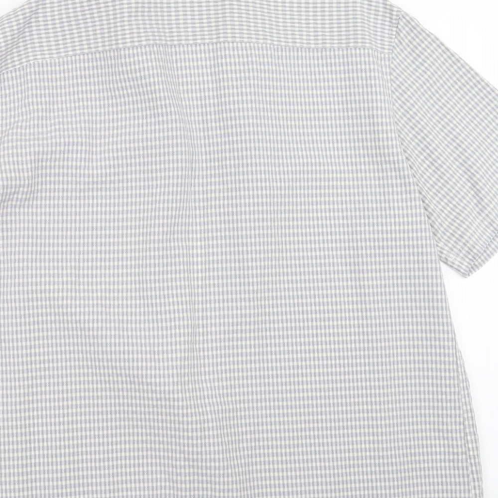 Marks and Spencer Mens Grey Check   Button-Up Size L  - easy care
