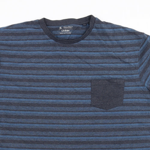 Sainsburys Mens Blue Striped   T-Shirt Size L