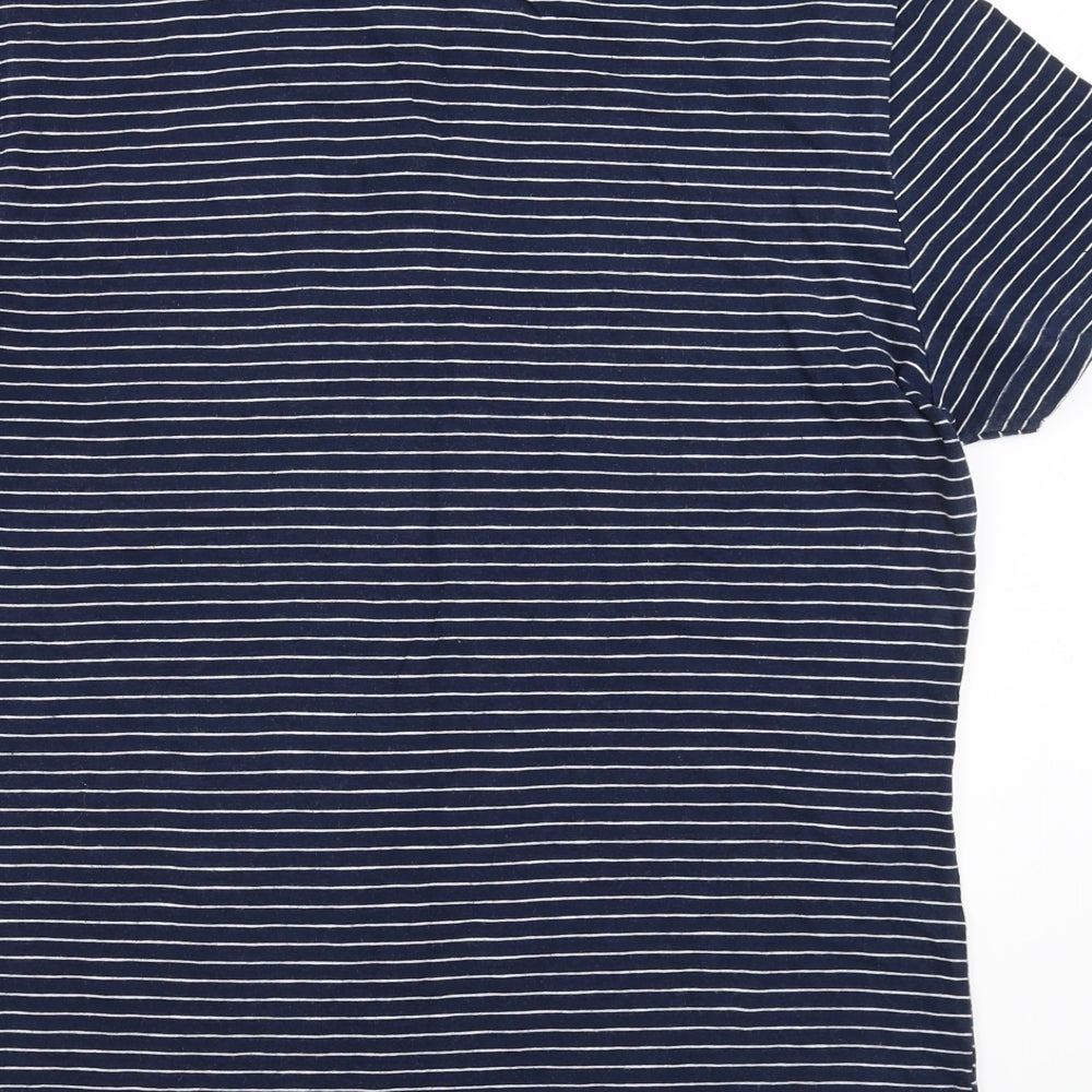 Sainsburys Mens Blue Striped   T-Shirt Size M
