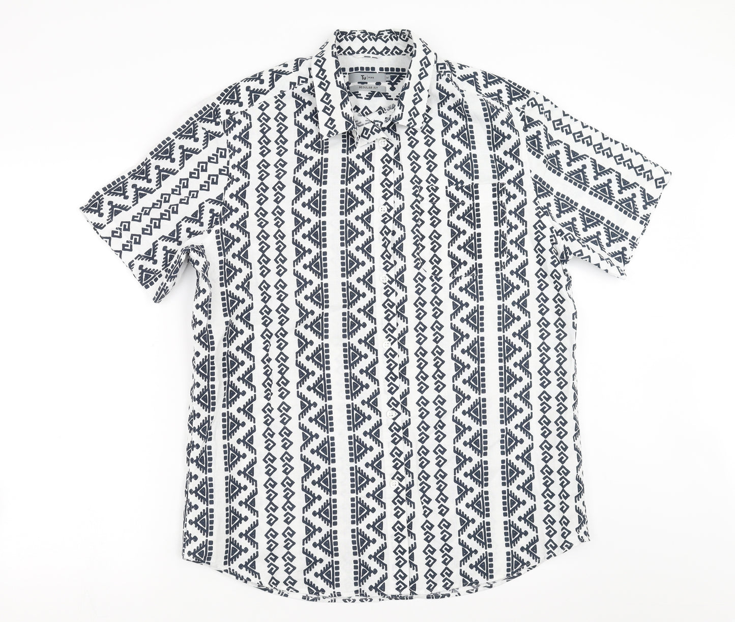 Sainsburys Mens White Geometric   Button-Up Size M