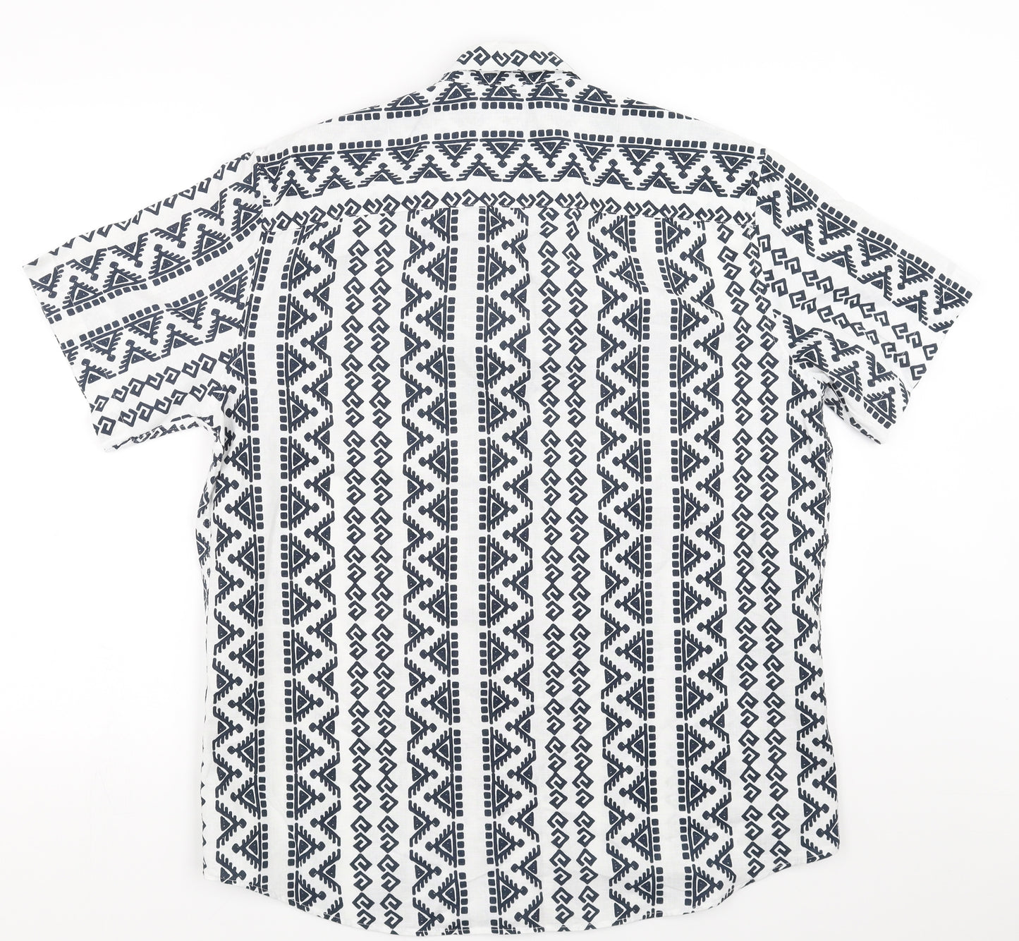 Sainsburys Mens White Geometric   Button-Up Size M