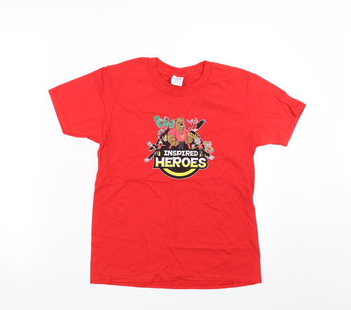 Gildan Boys Red Basic T-Shirt Size L - inspired heroes