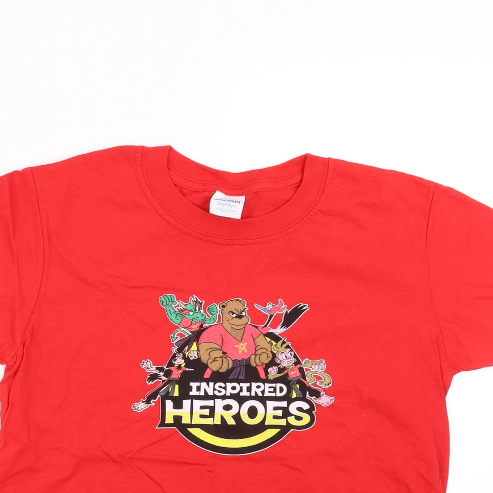 Gildan Boys Red   Basic T-Shirt Size L  - inspired heroes