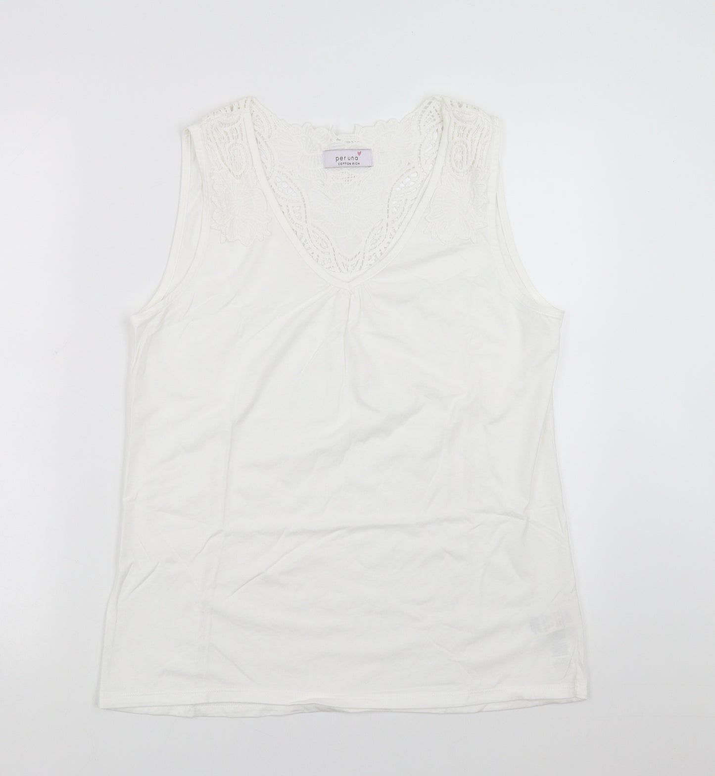 Marks and Spencer Womens White   Basic Tank Size 14  - Lace detail