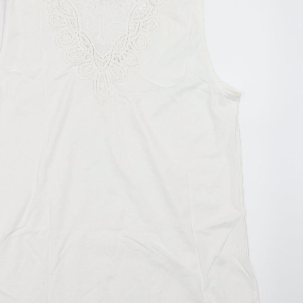 Marks and Spencer Womens White   Basic Tank Size 14  - Lace detail