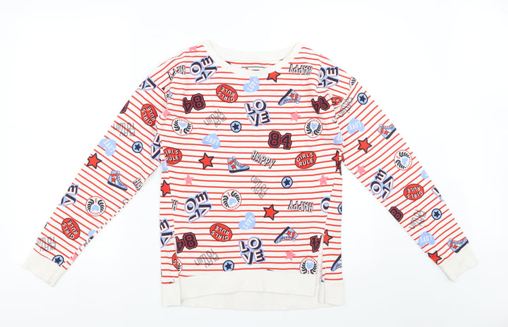 Sainsburys Girls White Striped Pullover Sweatshirt Size 14 Years - girls rule