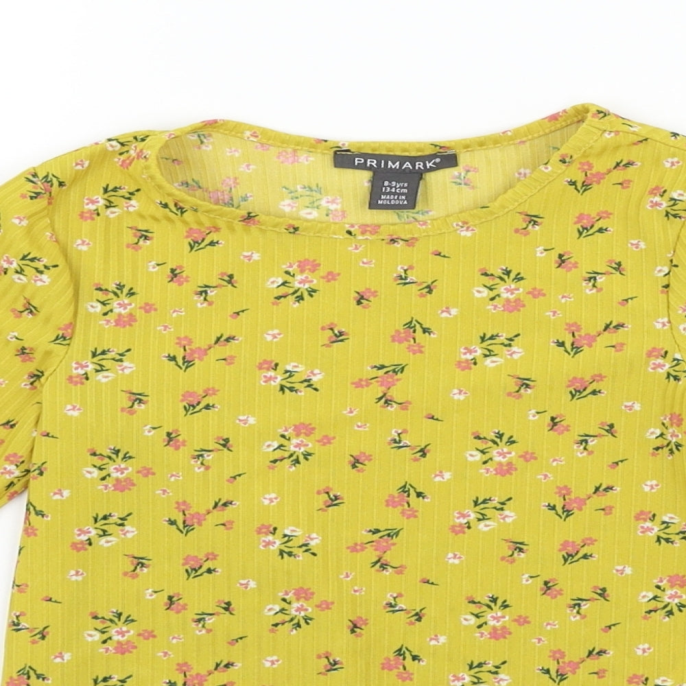Primark Girls Yellow   Basic T-Shirt Size 8-9 Years