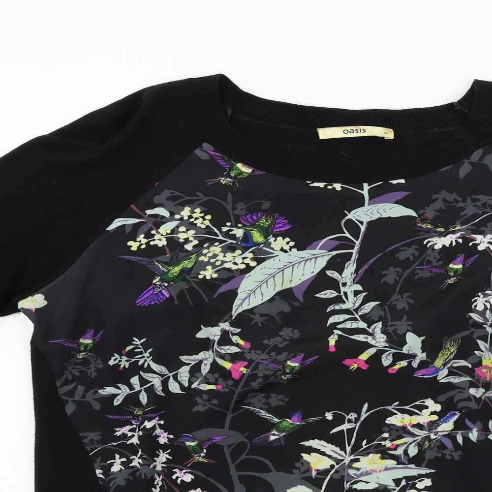Oasis Womens Black Floral  Pullover Jumper Size M