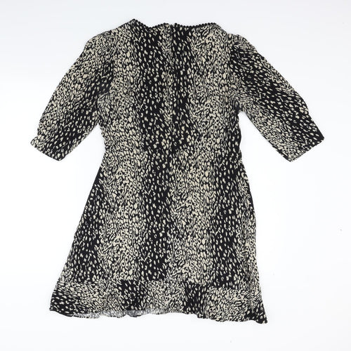 Oasis Womens Black Geometric  Fit & Flare  Size 12