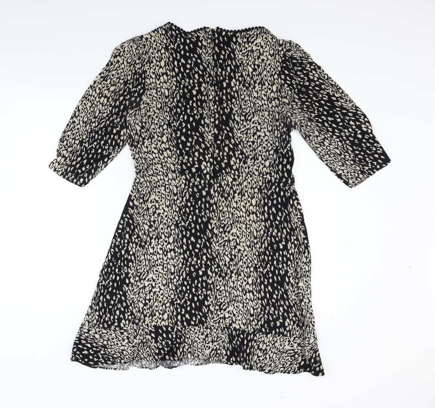 Oasis Womens Black Geometric  Fit & Flare  Size 12