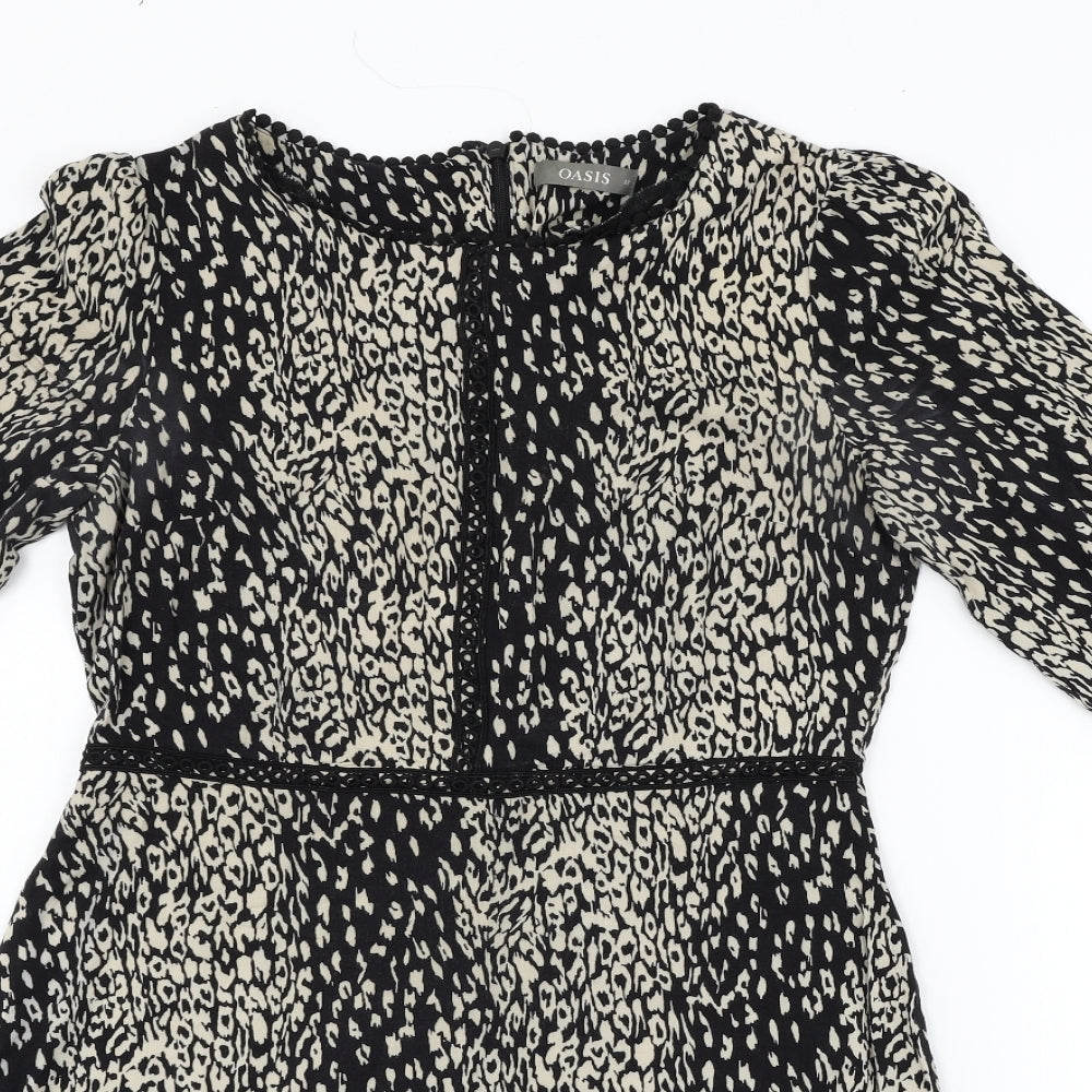 Oasis Womens Black Geometric  Fit & Flare  Size 12