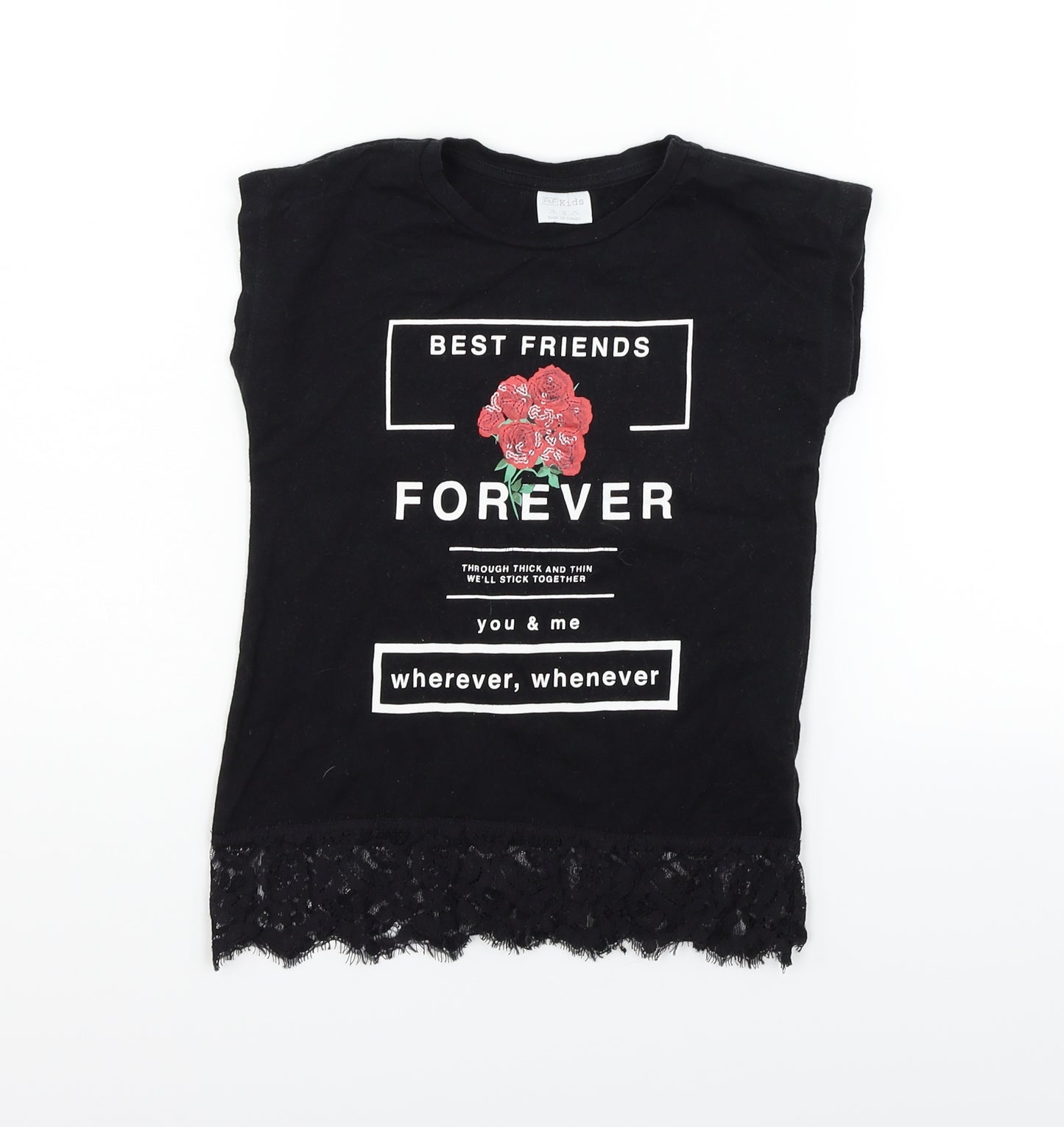 F&F Girls Black   Basic T-Shirt Size 6-7 Years