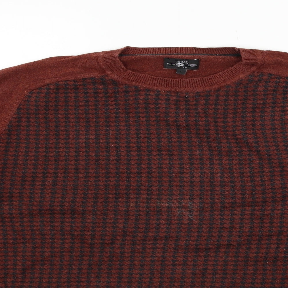 NEXT Womens Red Houndstooth  Pullover Jumper Size L