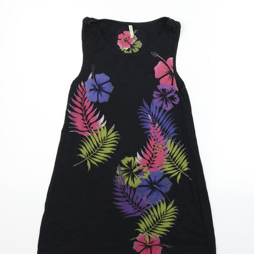 deniem & co Womens Black Floral  Fit & Flare  Size 8