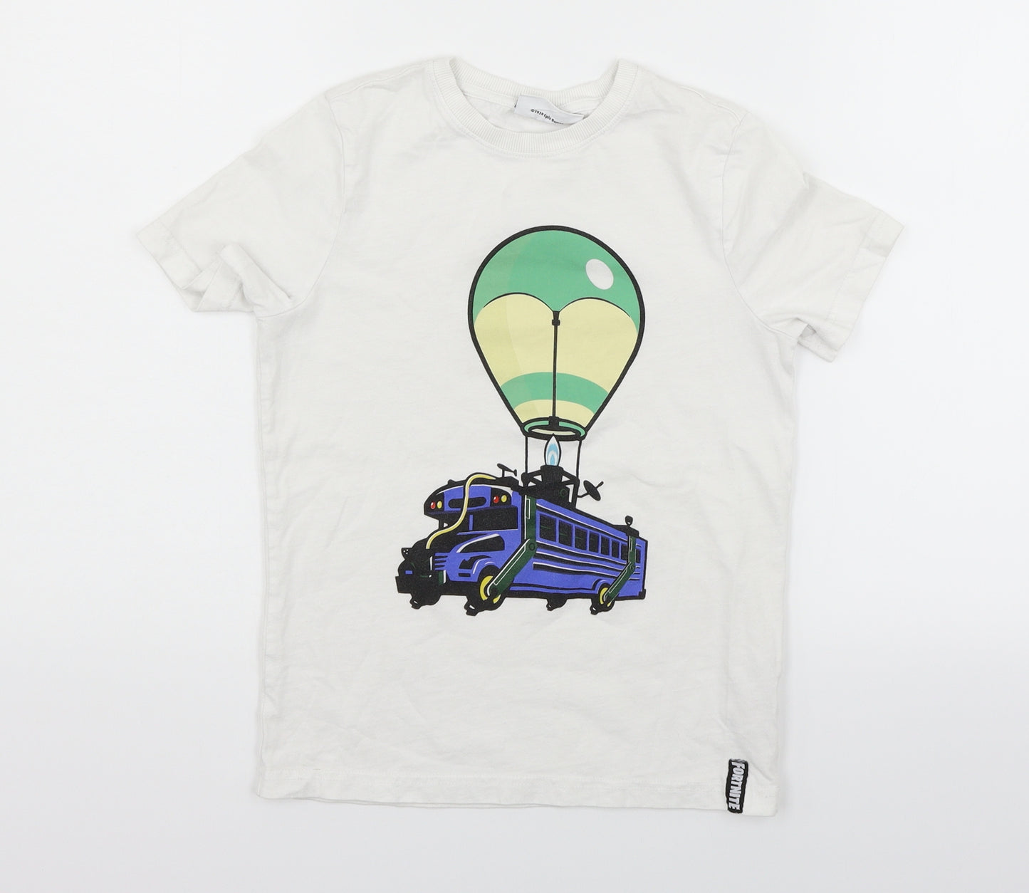 Fortnite Boys White   Basic T-Shirt Size 8-9 Years  - fortnite