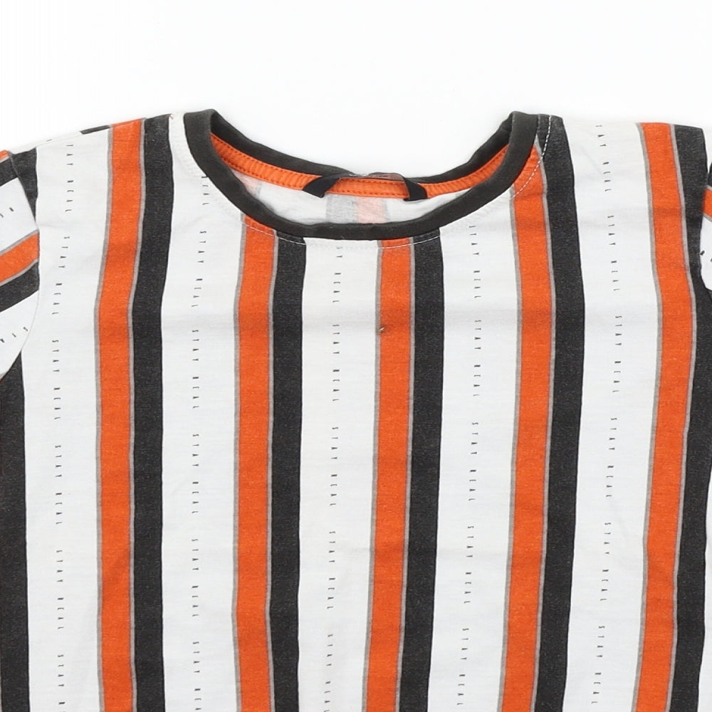 George Boys Orange Striped  Basic T-Shirt Size 8-9 Years