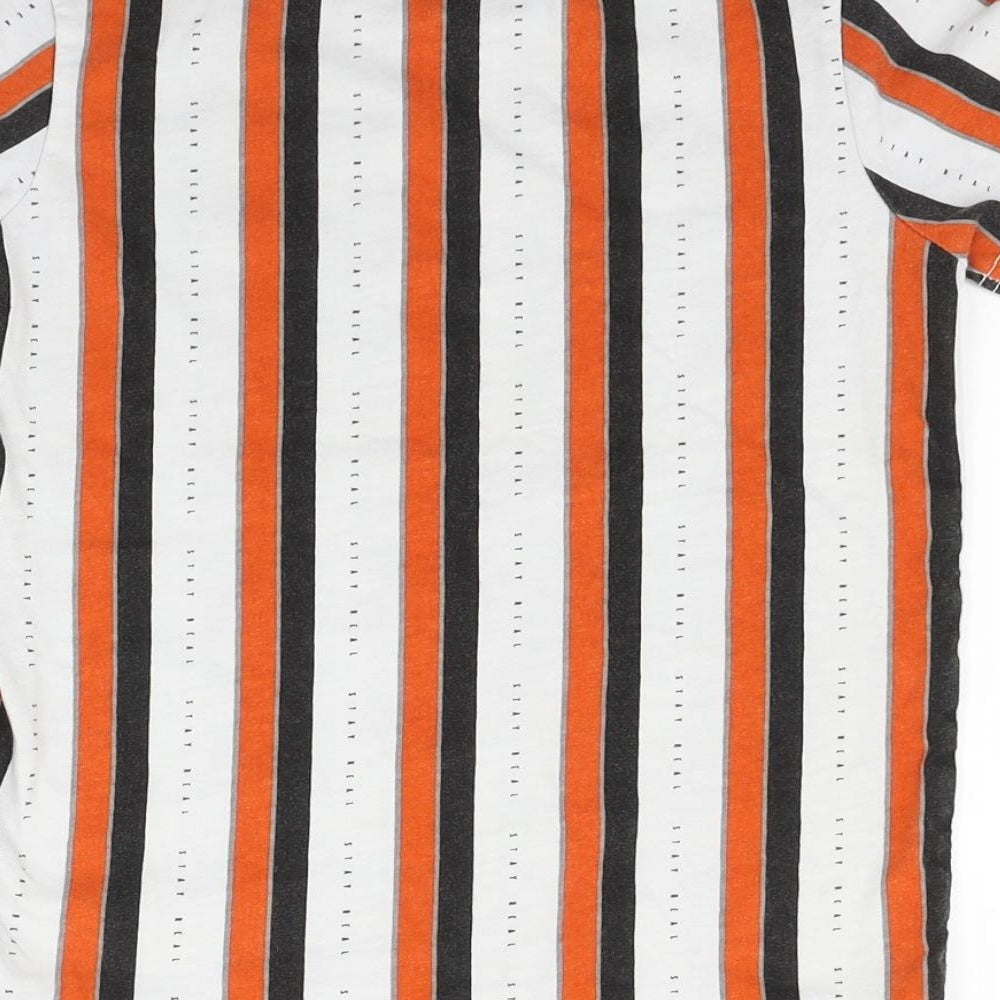 George Boys Orange Striped  Basic T-Shirt Size 8-9 Years