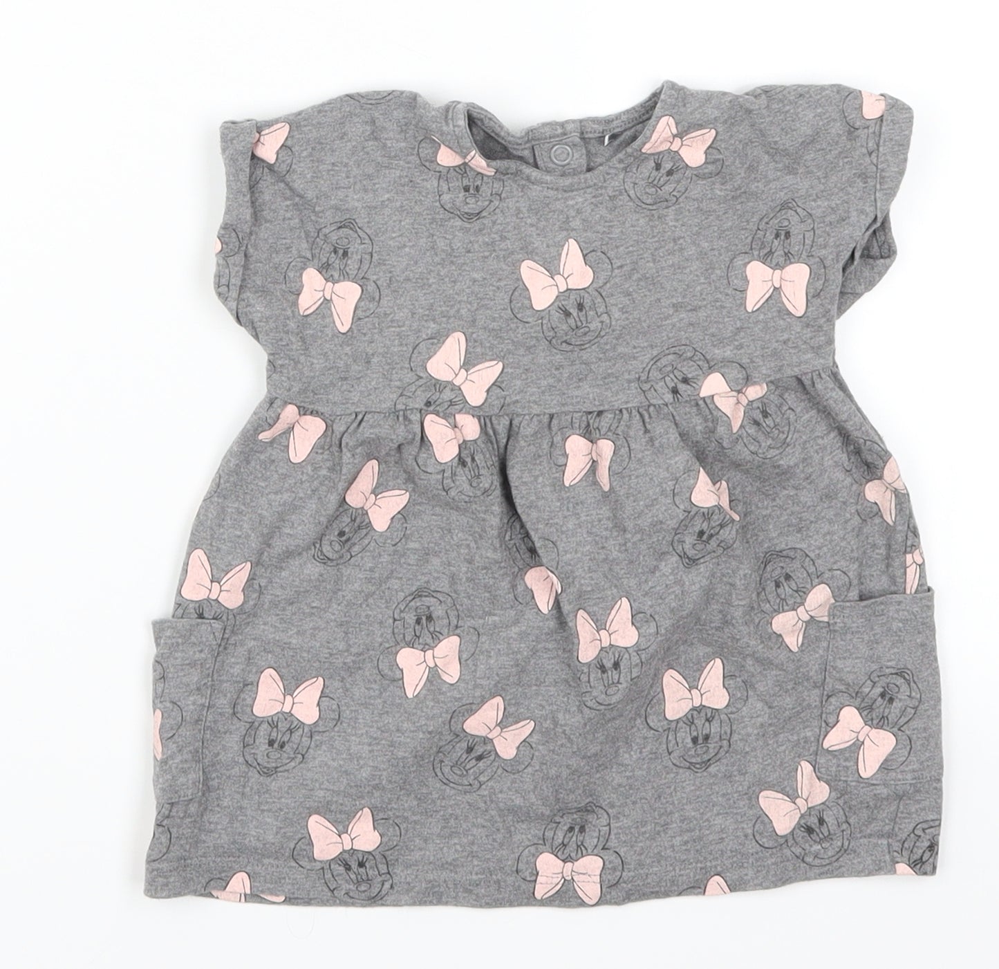 George Girls Grey Geometric  Skater Dress  Size 3-6 Months  - Minnie Mouse