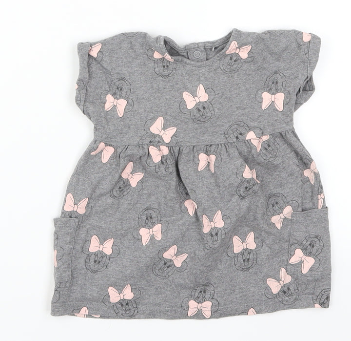 George Girls Grey Geometric  Skater Dress  Size 3-6 Months  - Minnie Mouse