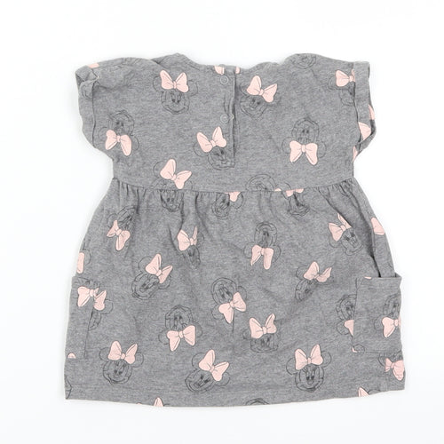 George Girls Grey Geometric  Skater Dress  Size 3-6 Months  - Minnie Mouse