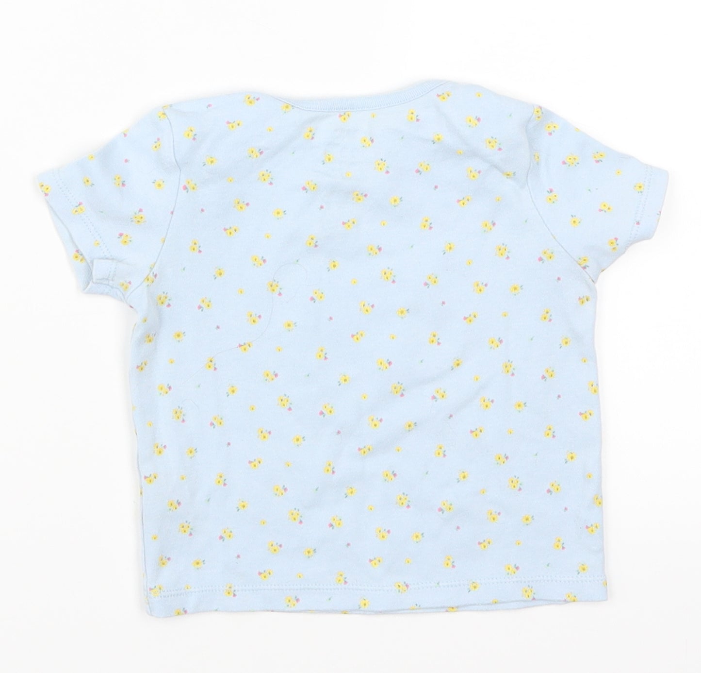 F&F Girls Blue Floral  Basic T-Shirt Size 9-12 Months  - Happy Days