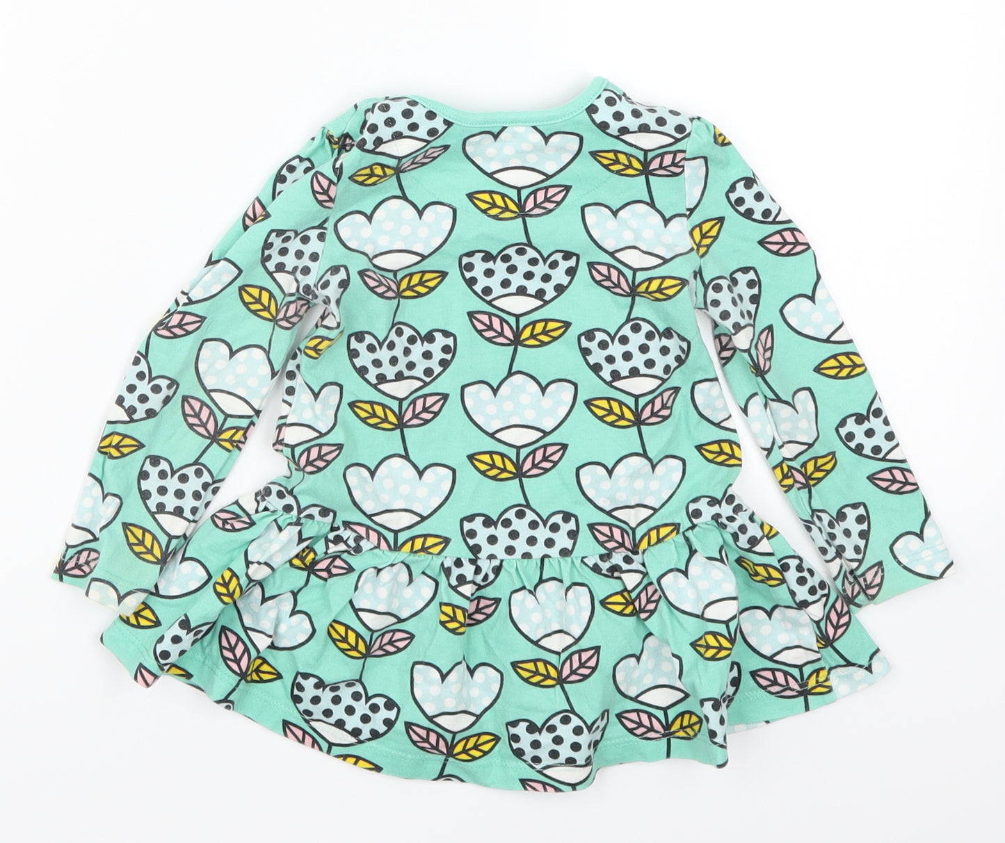 Mini Club Girls Green Floral  Shirt Dress  Size 9-12 Months