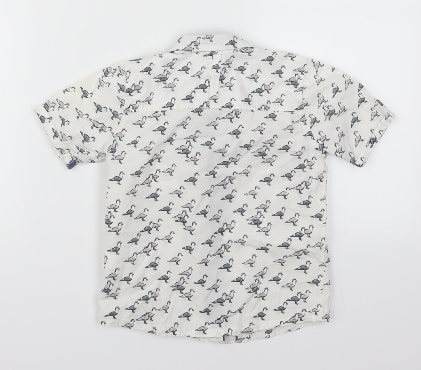 Marks and Spencer Boys White   Basic Button-Up Size 3-4 Years  - Bird Print