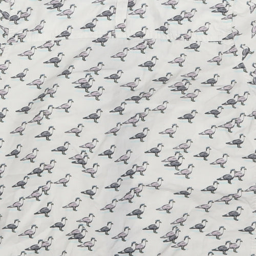 Marks and Spencer Boys White   Basic Button-Up Size 3-4 Years  - Bird Print