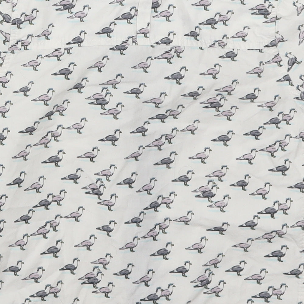 Marks and Spencer Boys White   Basic Button-Up Size 3-4 Years  - Bird Print