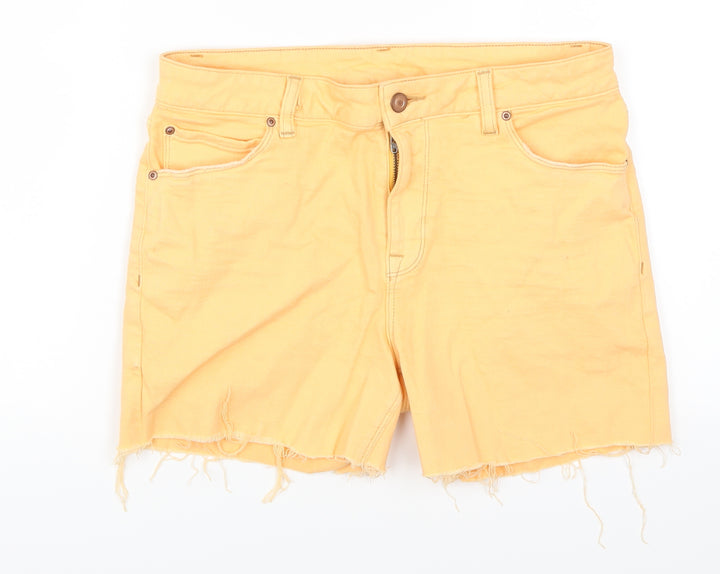ASOS Womens Orange Denim Cut-Off Shorts Size 32 in - Distressed Hem