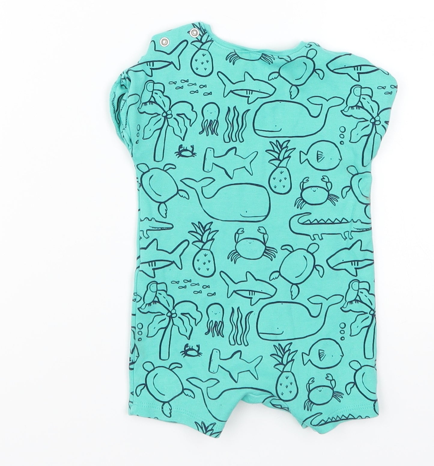 NEXT Boys Green Animal Print  Babygrow One-Piece Size 0-3 Months  - Fish and Sharks