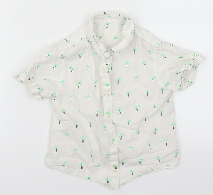 Matalan Boys White Basic Button-Up Size 3-4 Years - Palm Trees