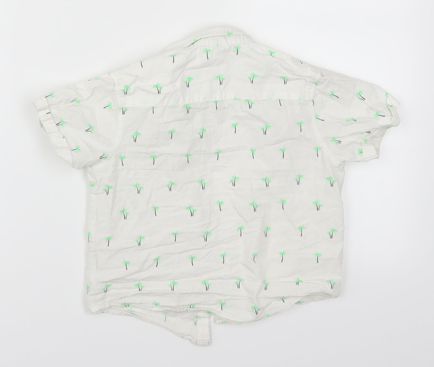 Matalan Boys White   Basic Button-Up Size 3-4 Years  - Palm Trees