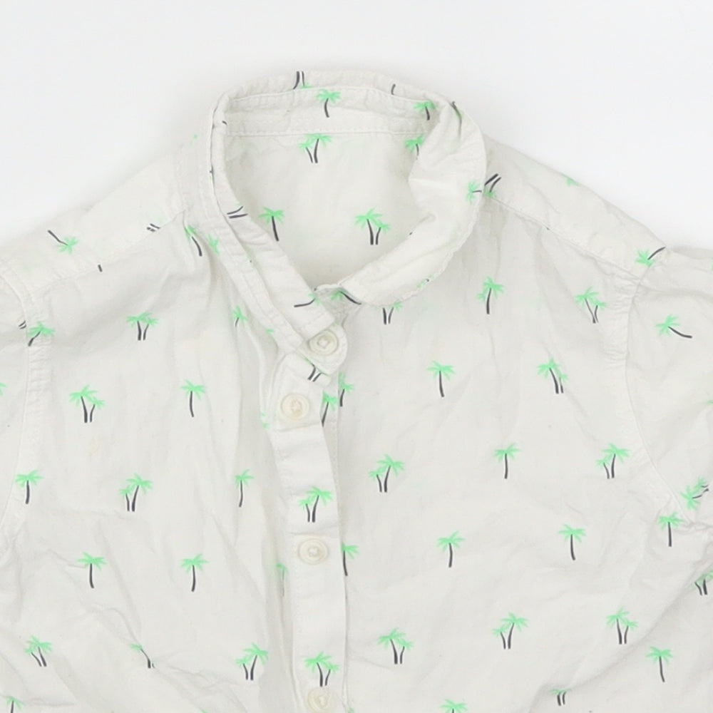 Matalan Boys White   Basic Button-Up Size 3-4 Years  - Palm Trees