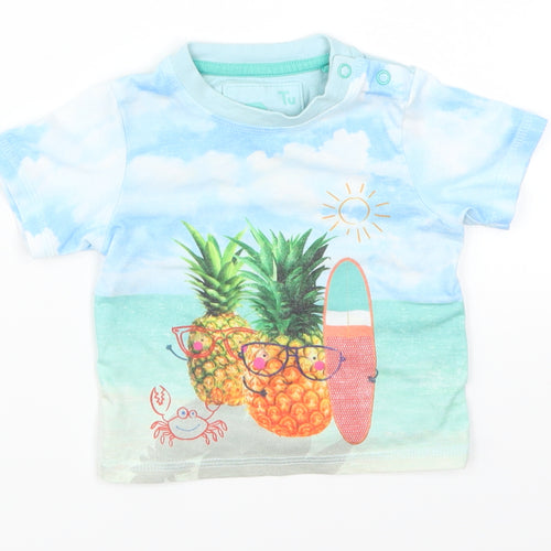 TU Baby Blue   Basic T-Shirt Size 0-3 Months  - Pineapples on the Beach
