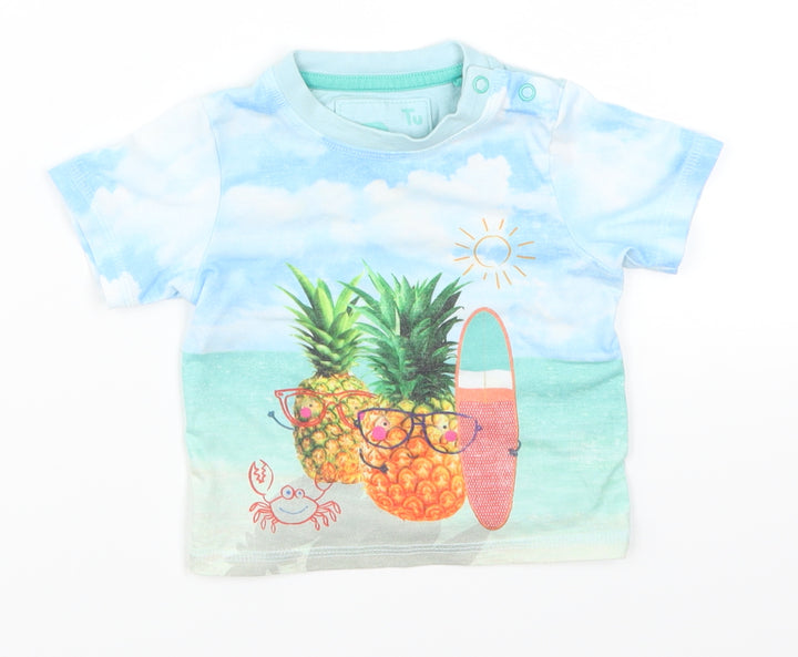 TU Baby Blue   Basic T-Shirt Size 0-3 Months  - Pineapples on the Beach