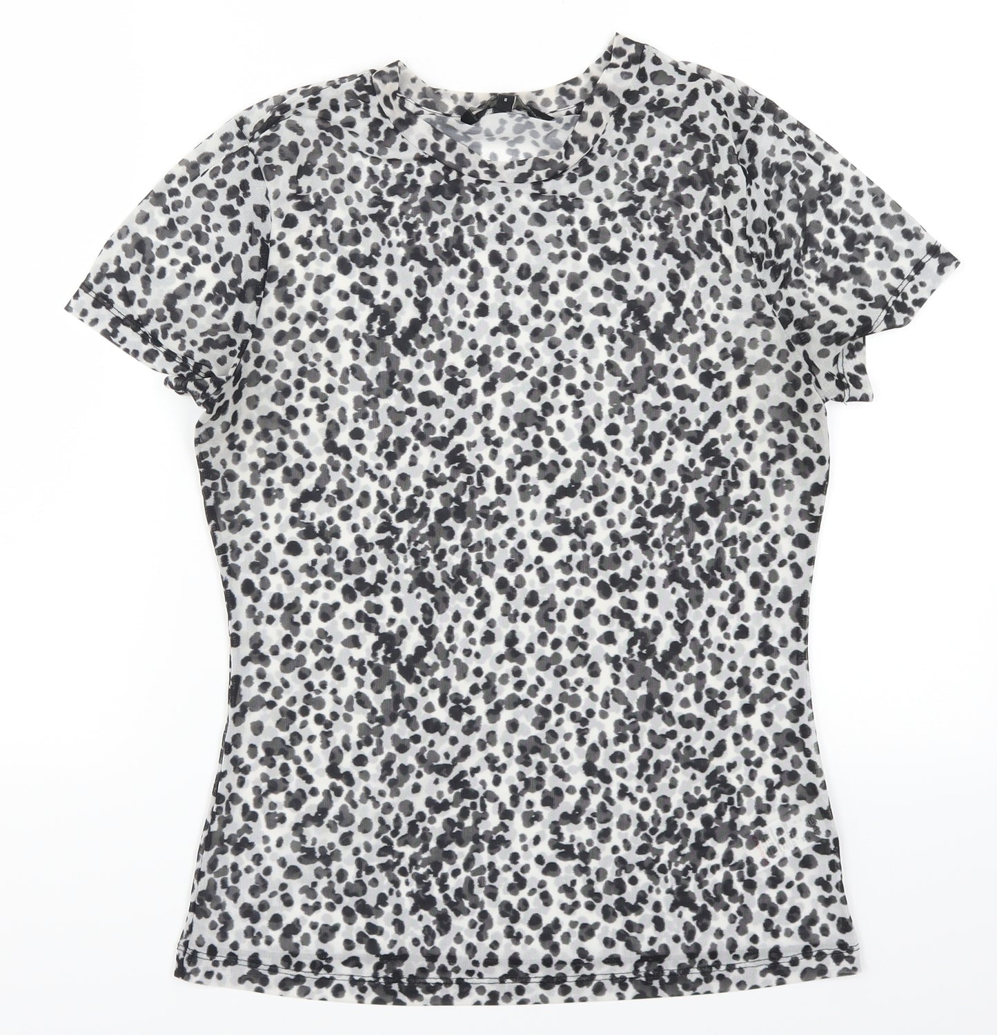 NEXT Womens Grey Animal Print Mesh Basic T-Shirt Size 8