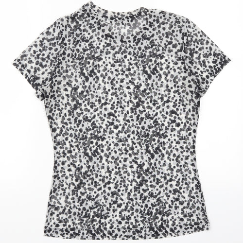 NEXT Womens Grey Animal Print Mesh Basic T-Shirt Size 8