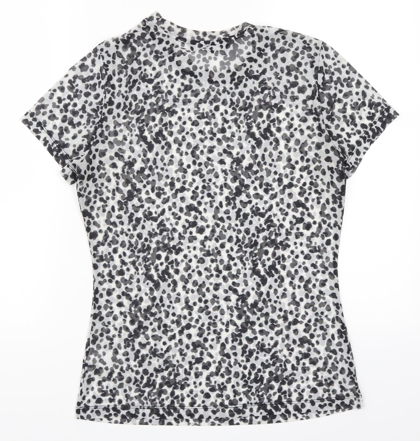 NEXT Womens Grey Animal Print Mesh Basic T-Shirt Size 8