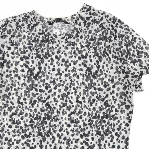 NEXT Womens Grey Animal Print Mesh Basic T-Shirt Size 8