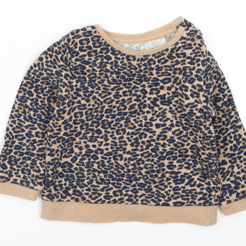 TU Girls Brown Animal Print  Basic T-Shirt Size 3-6 Months
