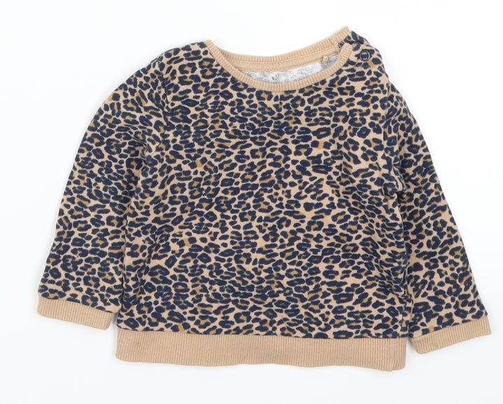 TU Girls Brown Animal Print  Basic T-Shirt Size 3-6 Months