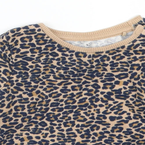 TU Girls Brown Animal Print  Basic T-Shirt Size 3-6 Months