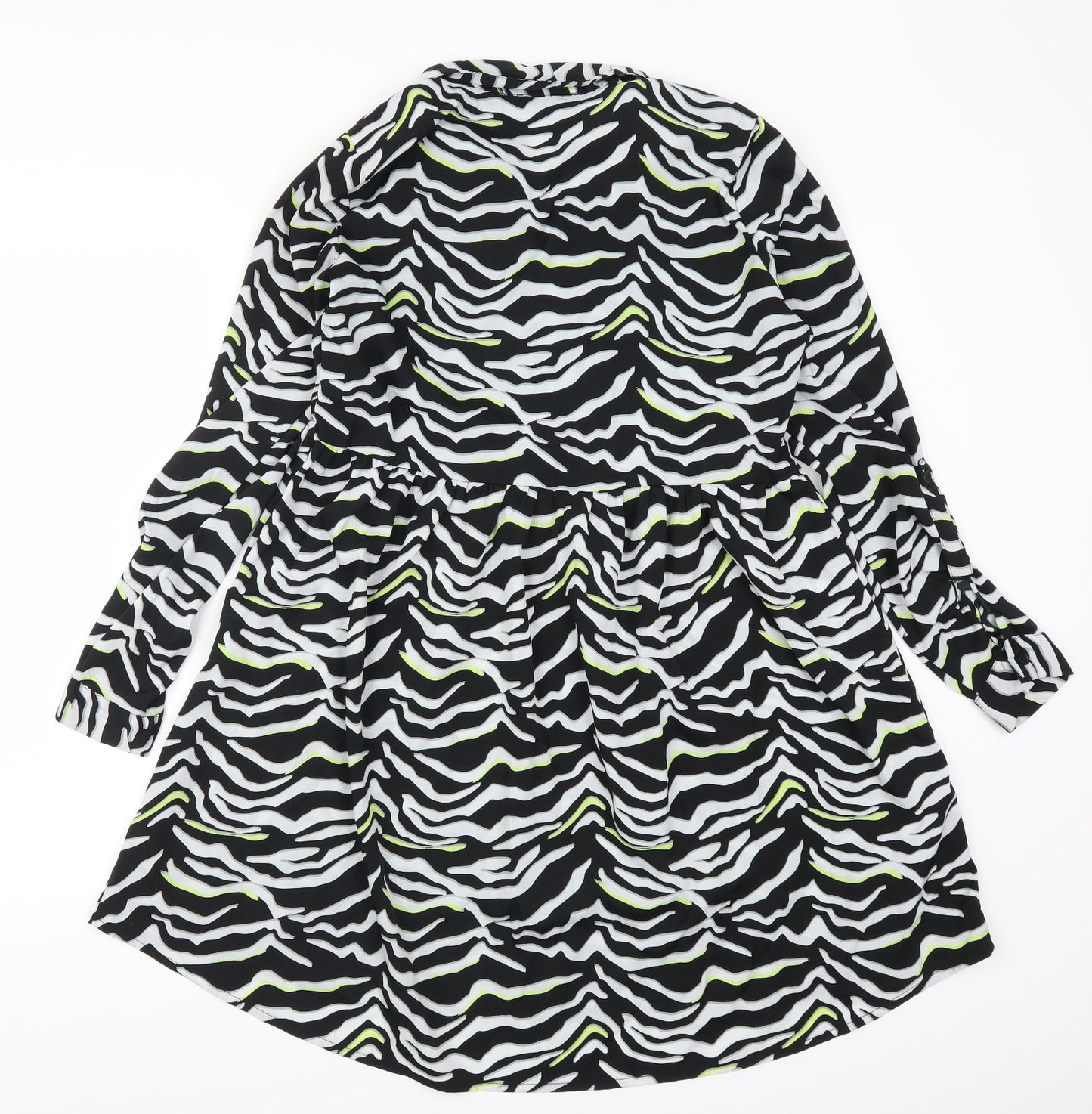 Quiz Womens Black Animal Print  Trapeze & Swing  Size 12  - Black White and Green Striped