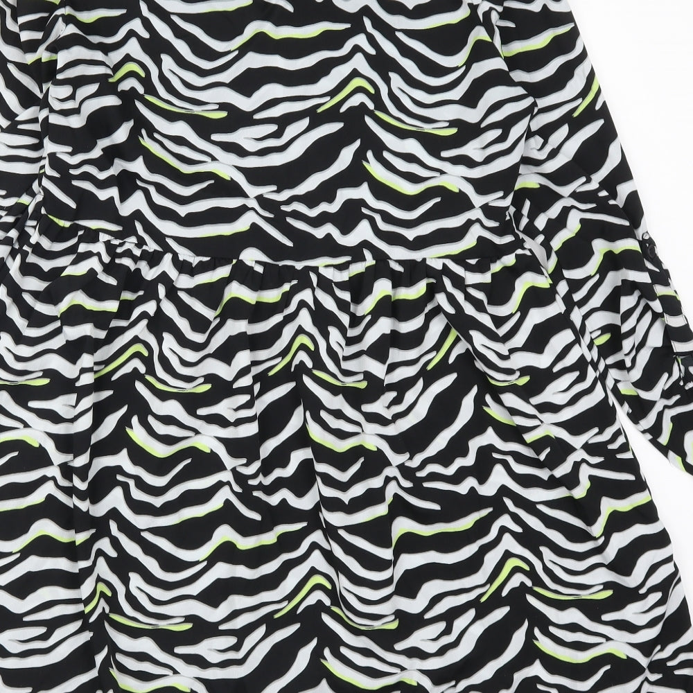 Quiz Womens Black Animal Print  Trapeze & Swing  Size 12  - Black White and Green Striped