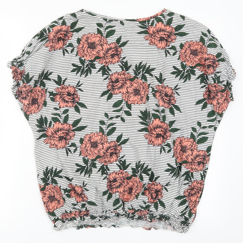Dorothy Pekins Womens Pink Floral  Basic T-Shirt Size 16  - Striped