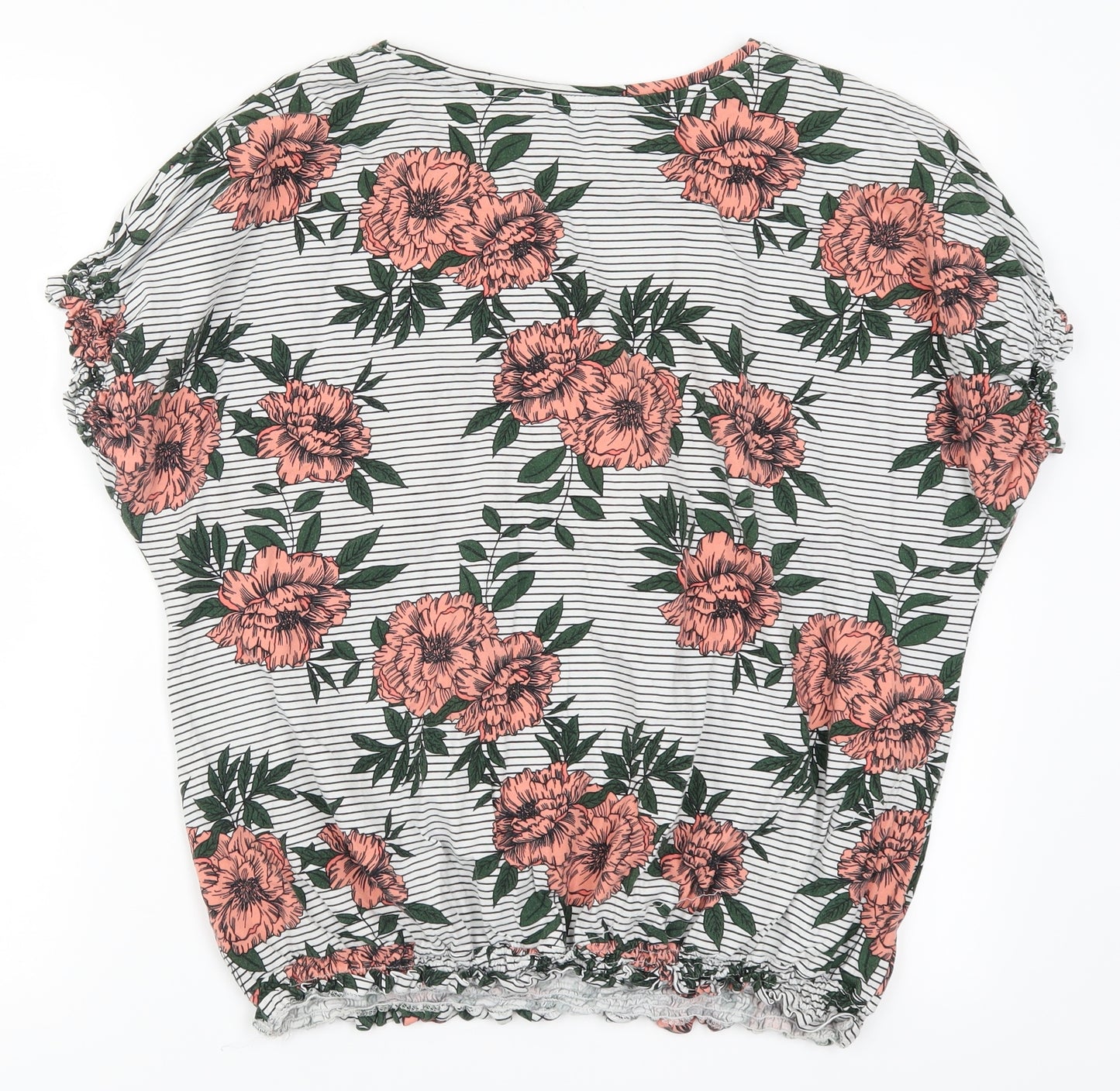 Dorothy Pekins Womens Pink Floral  Basic T-Shirt Size 16  - Striped