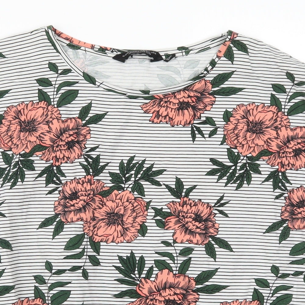 Dorothy Pekins Womens Pink Floral  Basic T-Shirt Size 16  - Striped