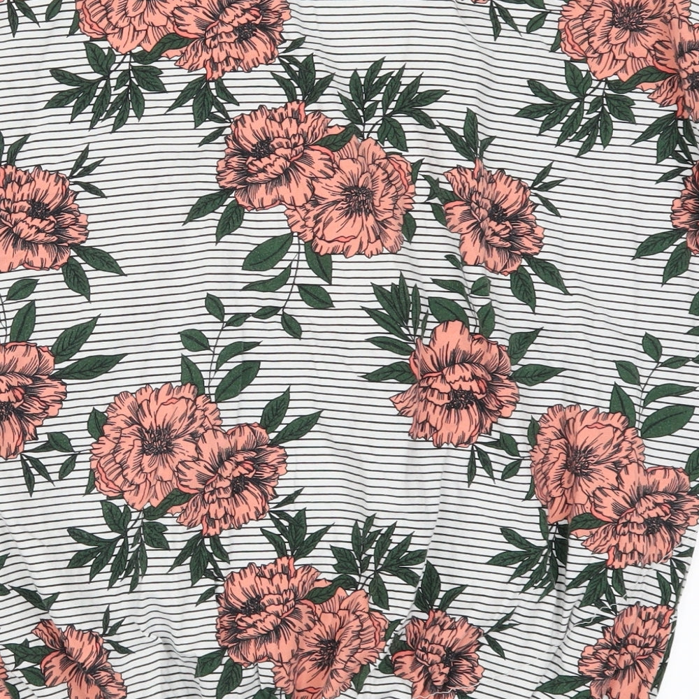 Dorothy Pekins Womens Pink Floral  Basic T-Shirt Size 16  - Striped